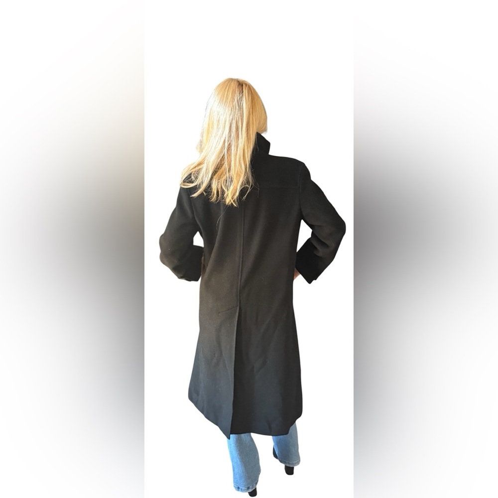 Jaeger London Black Wool Camel Hair Coat Minimalist Long UK 8 US medium - Picture 3 of 6